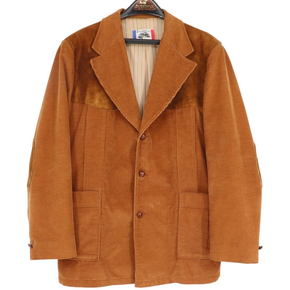 VTG Brad Whitney Size 44 Corduroy Western Blazer Suede Yoke Elbow Patches Brown